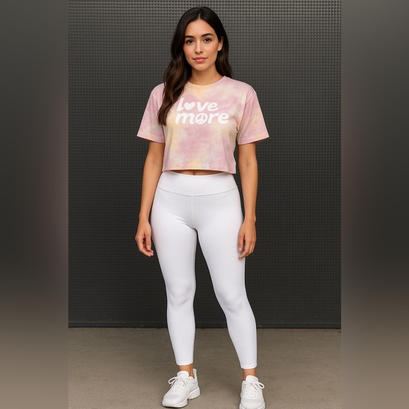 DSG Tops - Tie Dye Athleisure Cropped Boxy Tee T-Shirt Love More Pink Lavender Size Large